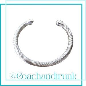 Twisted Silver Torque Bangle Cuff Bracelet Unisex NWT